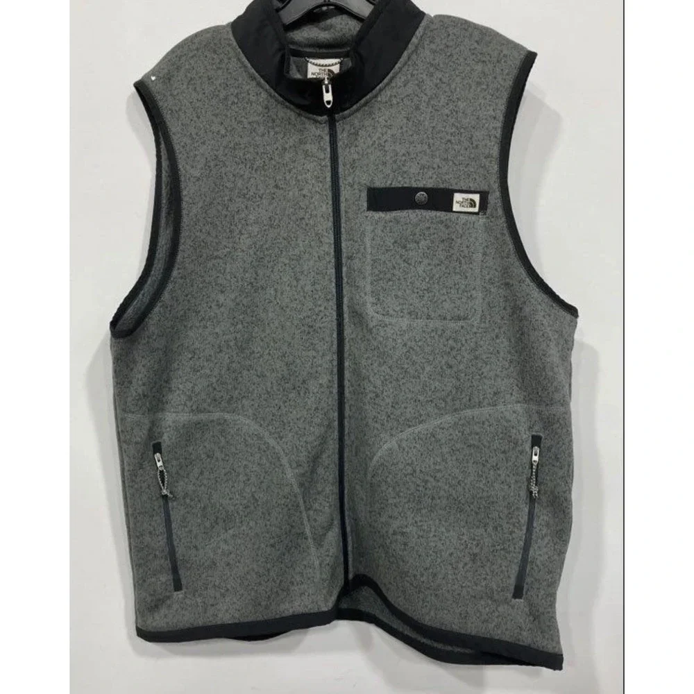The North Face Gordon‎ Lyons Full Zip Fleece Vest Mens XL Grey Sweater Knit